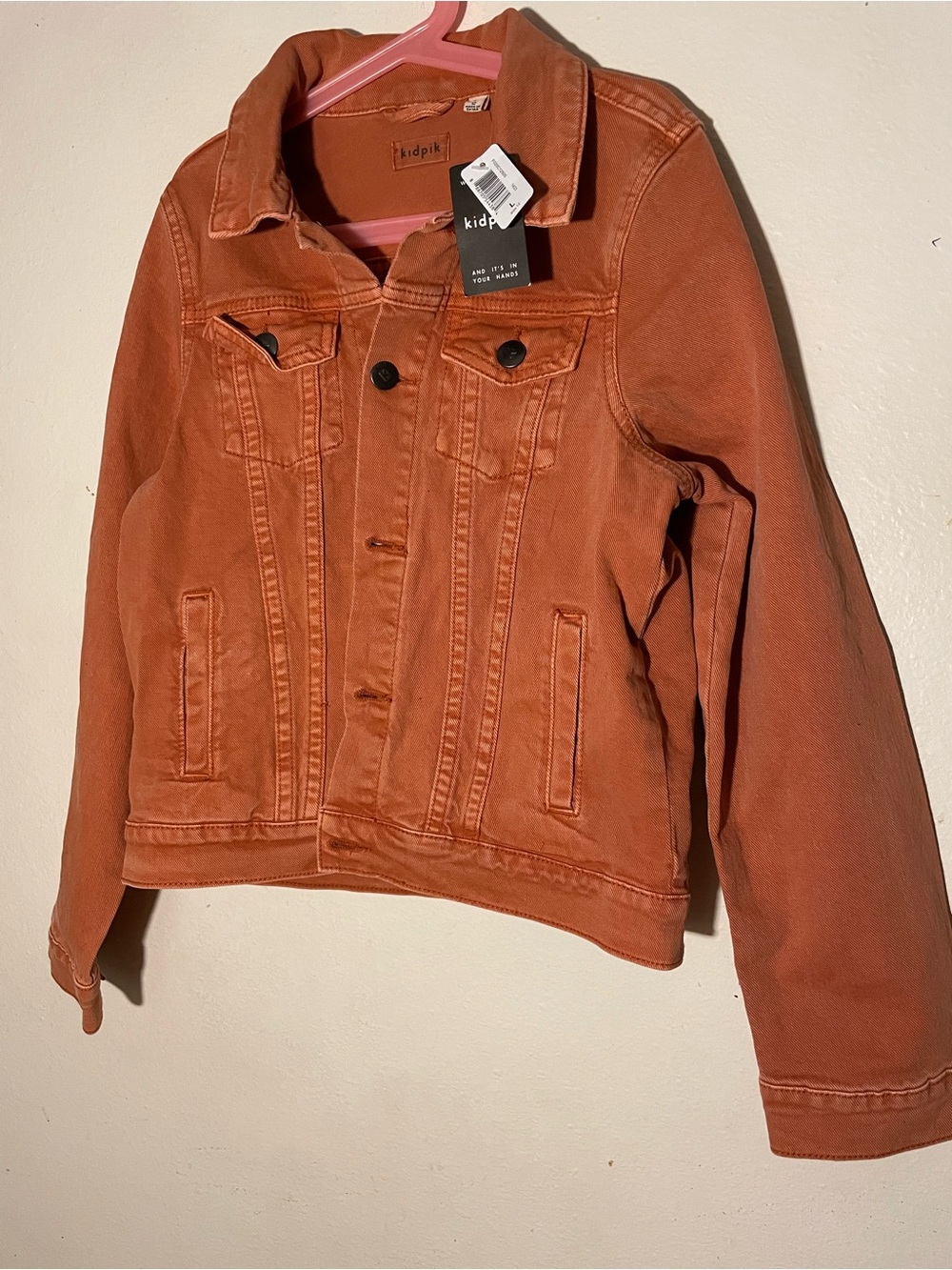 kidpik Rust Orange Denim Jacket for Girls